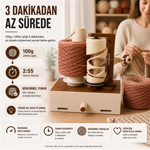Motorlu Automatic İp Sarma Makinesi V2 - Profesyonel İplik Sarıcı Seti