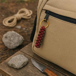 Paracord Outdoor Makrome Anahtarlık, Çanta Askılığı Alacalı