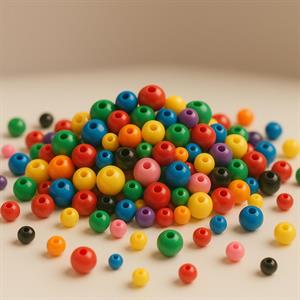 Plastik Boncuk Karışık Renkli - Tüm Ölçülerde 100GR. Paket
