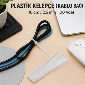 Plastik Kelepçeler, Kablo Bağlayıcı Cırt - 100 Adet