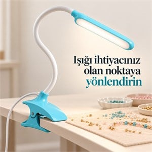 Power Master PM-11328 Esnek USB 14 LED Klipsli Masa Lambası