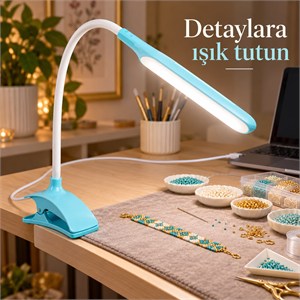 Power Master PM-11328 Esnek USB 14 LED Klipsli Masa Lambası