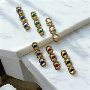 Renkli Oval Sır - Mineli Takı Ara Model