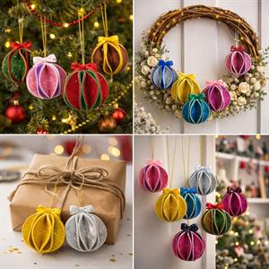 Simli Renkli EVA Prizma Süsler – El Yapımı Dekoratif Askılı Süs