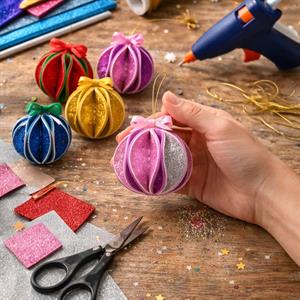 Simli Renkli EVA Prizma Süsler – El Yapımı Dekoratif Askılı Süs