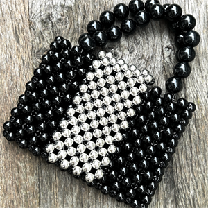 Siyah 10 MM, Cam Çanta İncisi Yarım Kilo (500GR.) Paket