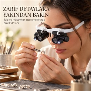 Sunup SN-22178 Pilli 2 LED Işıklı Ayarlanabilir Büyüteçli Gözlük