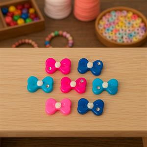 Taş Detaylı Renkli Karışık Fiyonklar 10 Adet