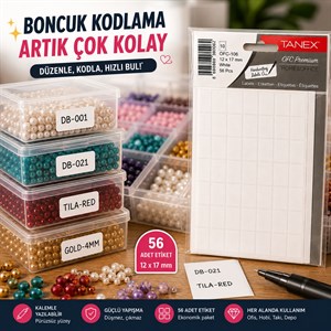 Yapışkanlı Beyaz Ofis Etiketi – 12 x 17 mm | 560 Adet