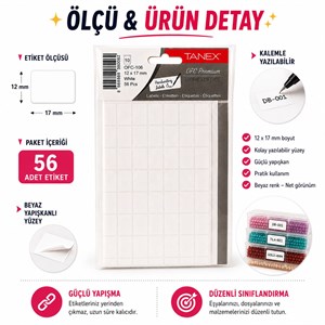 Yapışkanlı Beyaz Ofis Etiketi – 12 x 17 mm | 560 Adet
