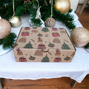 Yılbaşı Kapaklı 17x12.5x5.5 Kraft Kutu