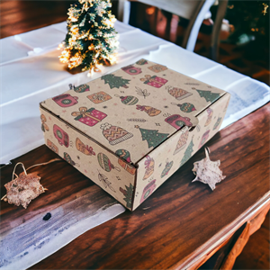 Yılbaşı Kapaklı 17x12.5x5.5 Kraft Kutu