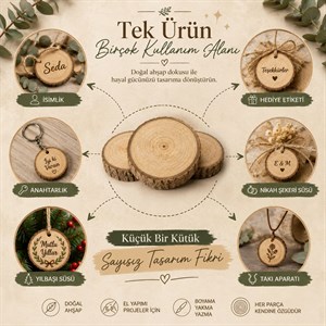 Yuvarlak Kesim Ahşap Halka - Dekoratif Ahşap Stand