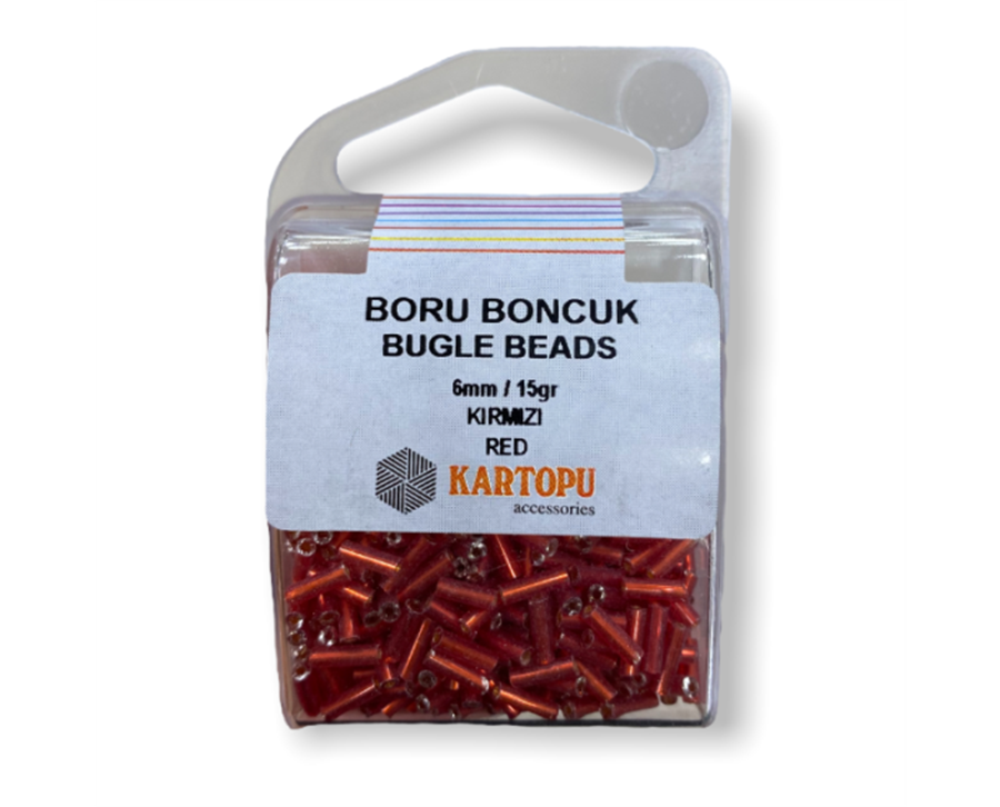 Boru Boncuk Bugle Beads 15GR - Kırmızı