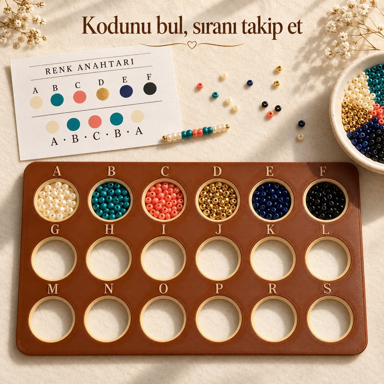 18 Yuvalı Harfli Boncuk ve Aparat Düzenleyici