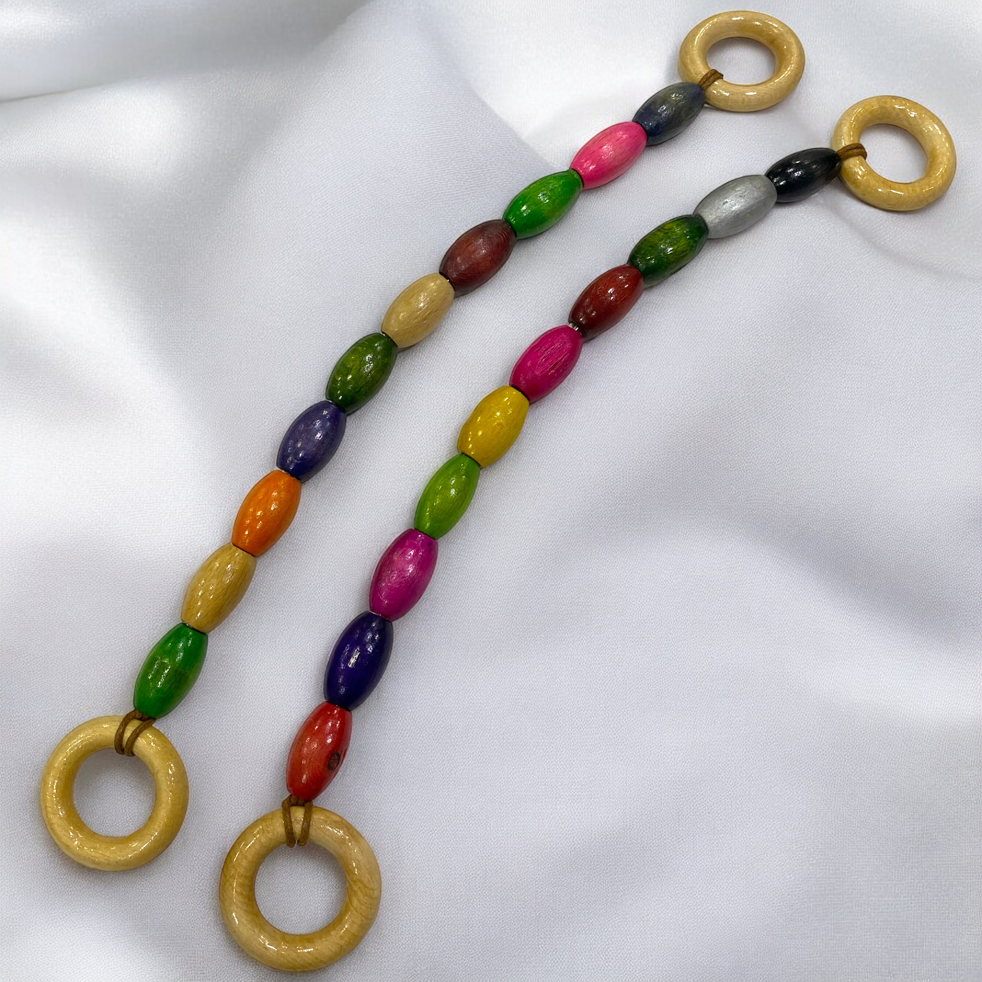 Ahşap Boncuklu Elips Renkli Askılık