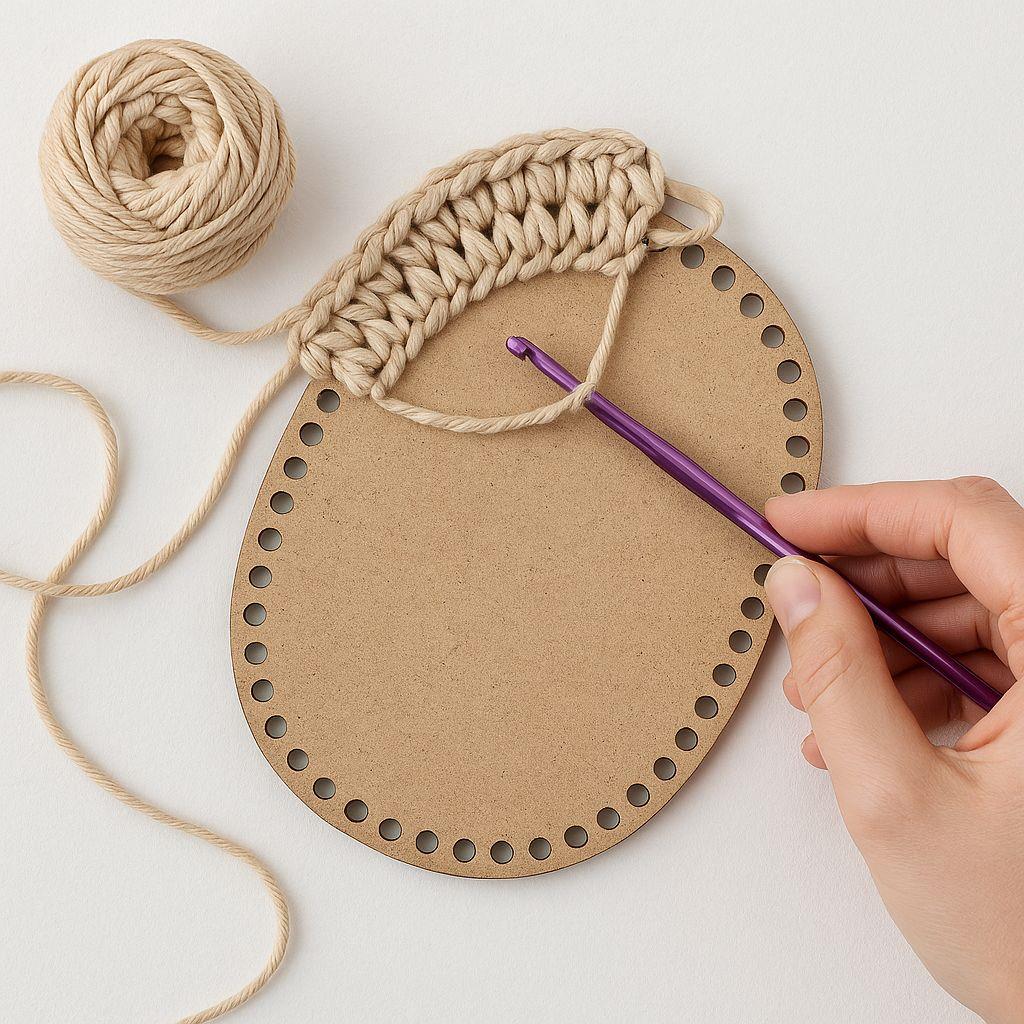 Ahşap Oval Taban 14x20 - Tığ İşi Çanta, Sepet, Taban Motifi