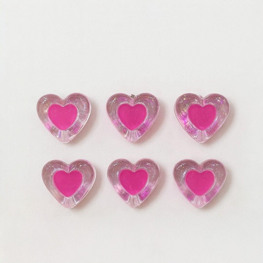 Akrilik, Renkli 15 MM Pembe Kalp Opak Boncuk 10GR.