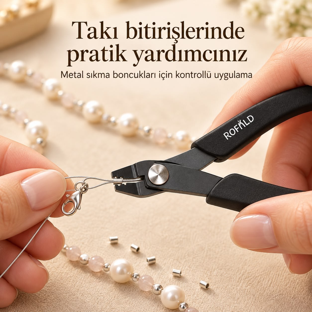 Boncuk Sıkma Pensesi – Kompakt Çelik Model