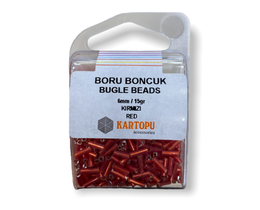 Boru Boncuk Bugle Beads 15GR - Kırmızı