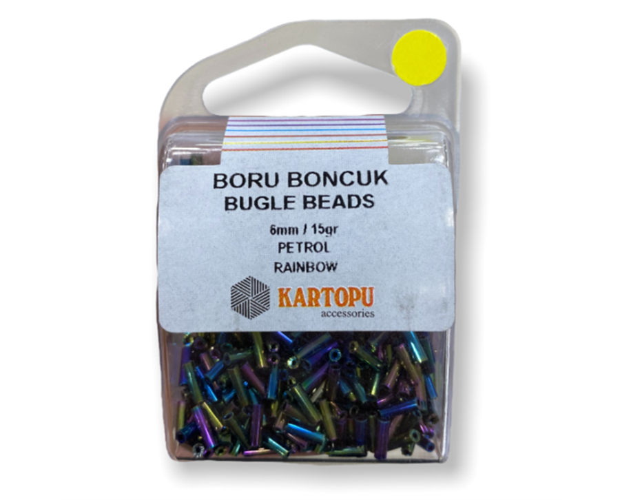 Boru Boncuk Bugle Beads 15GR - Petrol Raınbow