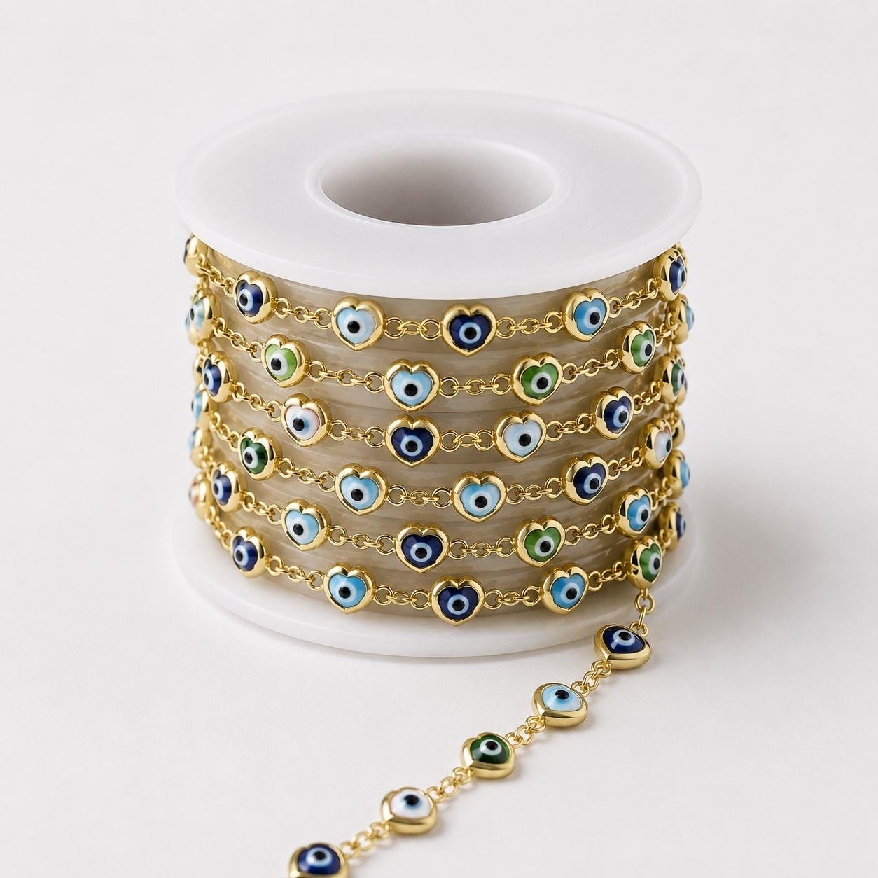 Çelik (316L) Y Kolye ve Takı Zincirleri - Evil Eye Heart Charm