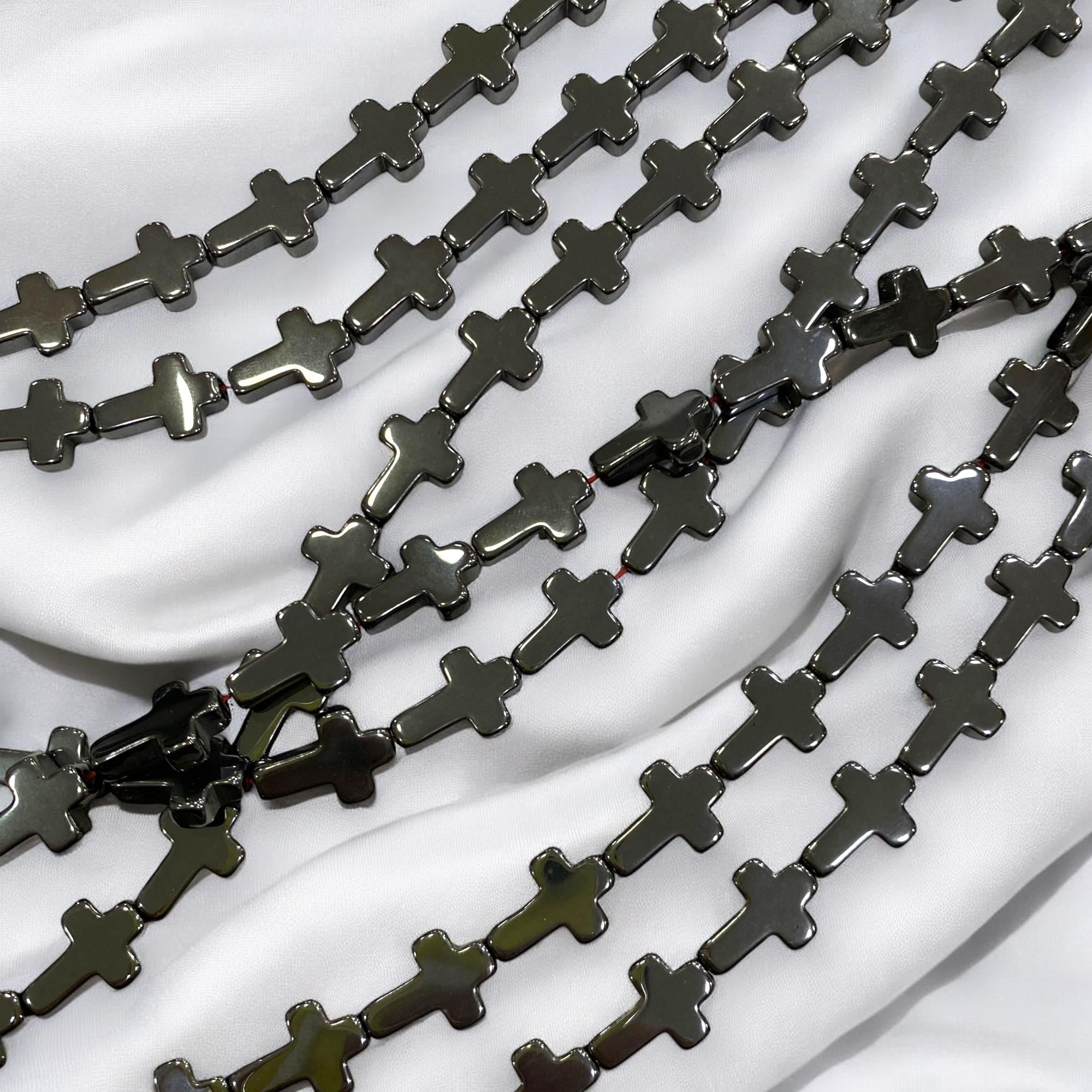 Cross Charm Hematit Dizi Doğal Taş