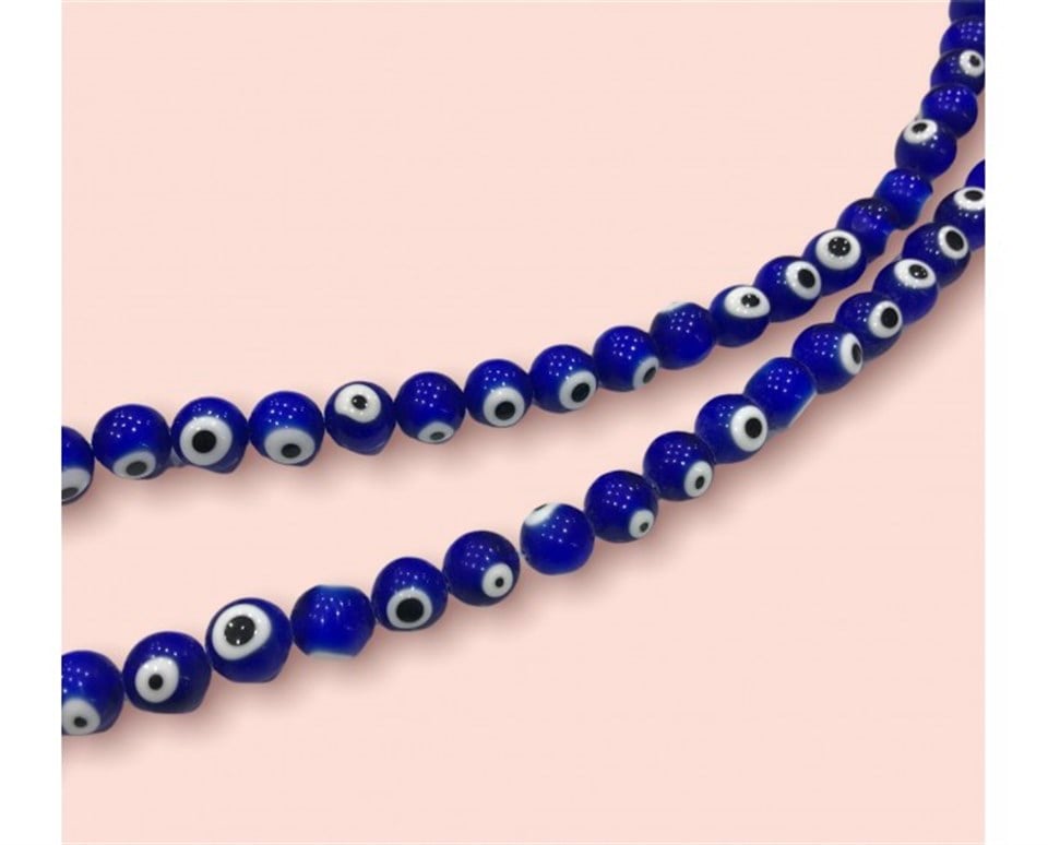 Düzenli Lacivert Dizi Nazar Boncuk Model 12 MM