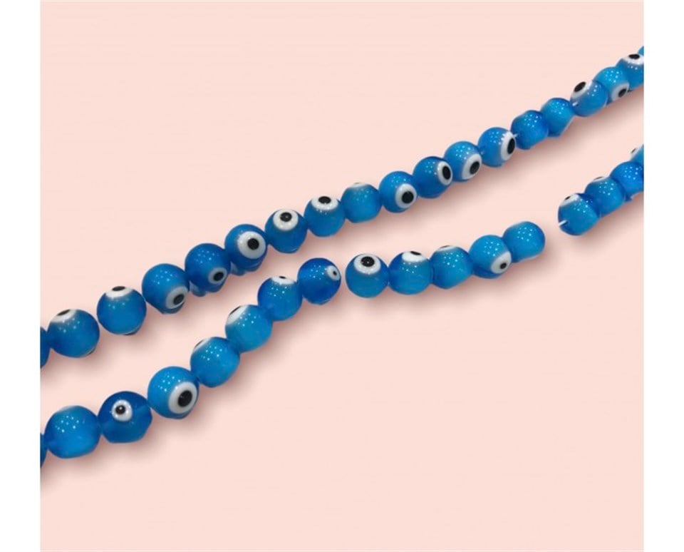Düzenli Mavi Dizi Nazar Boncuk Model 12 MM