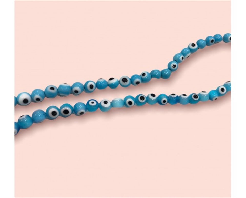 Düzenli Mavi Dizi Nazar Boncuk Model 8 MM