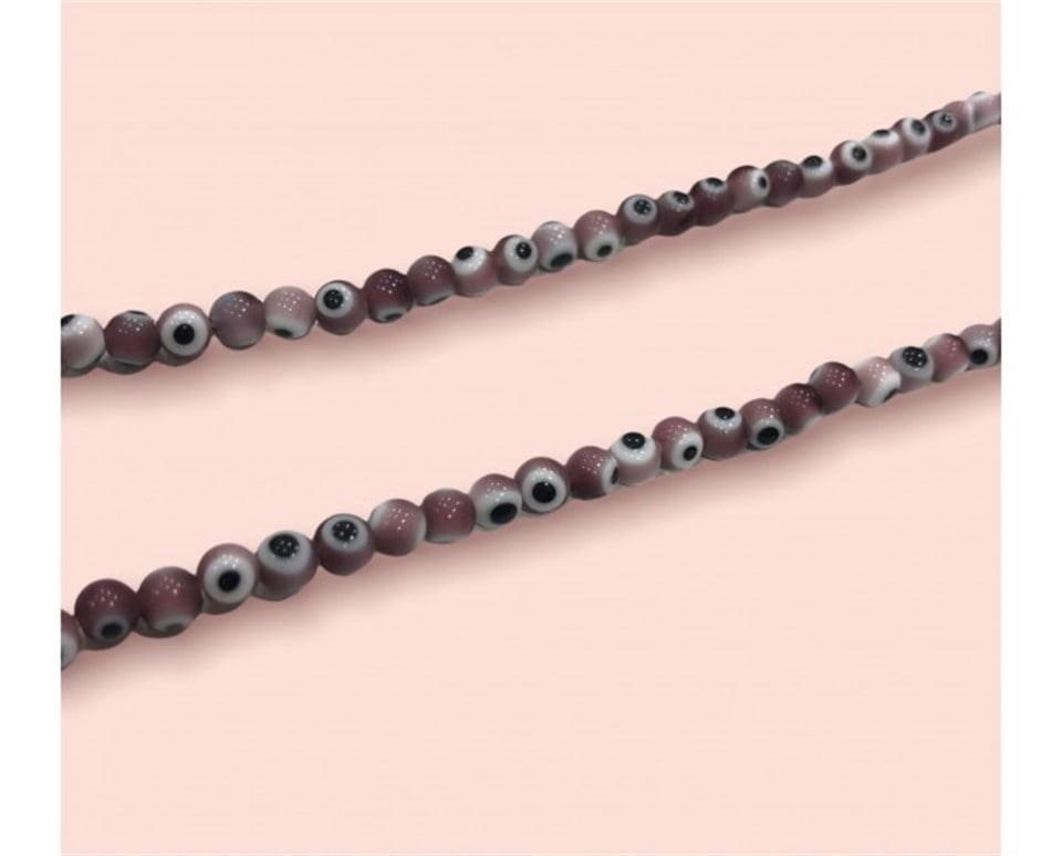 Düzenli Mor Ametist Dizi Nazar Boncuk Model 4 MM