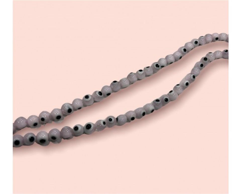 Düzenli Pembe Kuvars Dizi Nazar Boncuk Model 6 MM