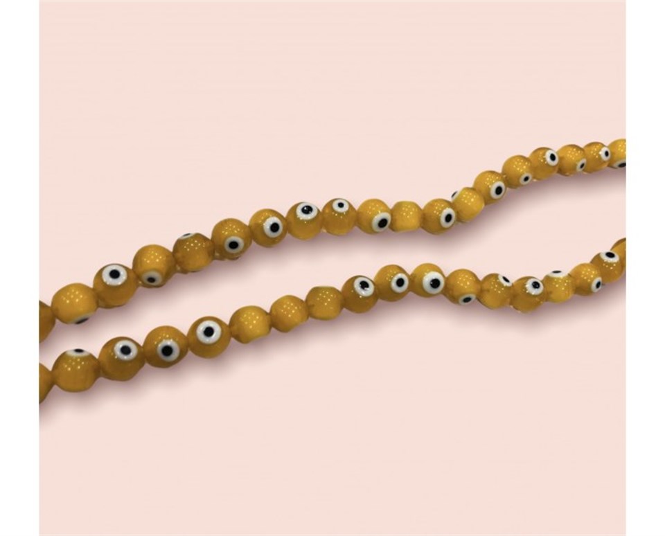 Düzenli Sarı Dizi Nazar Boncuk Model 10 MM