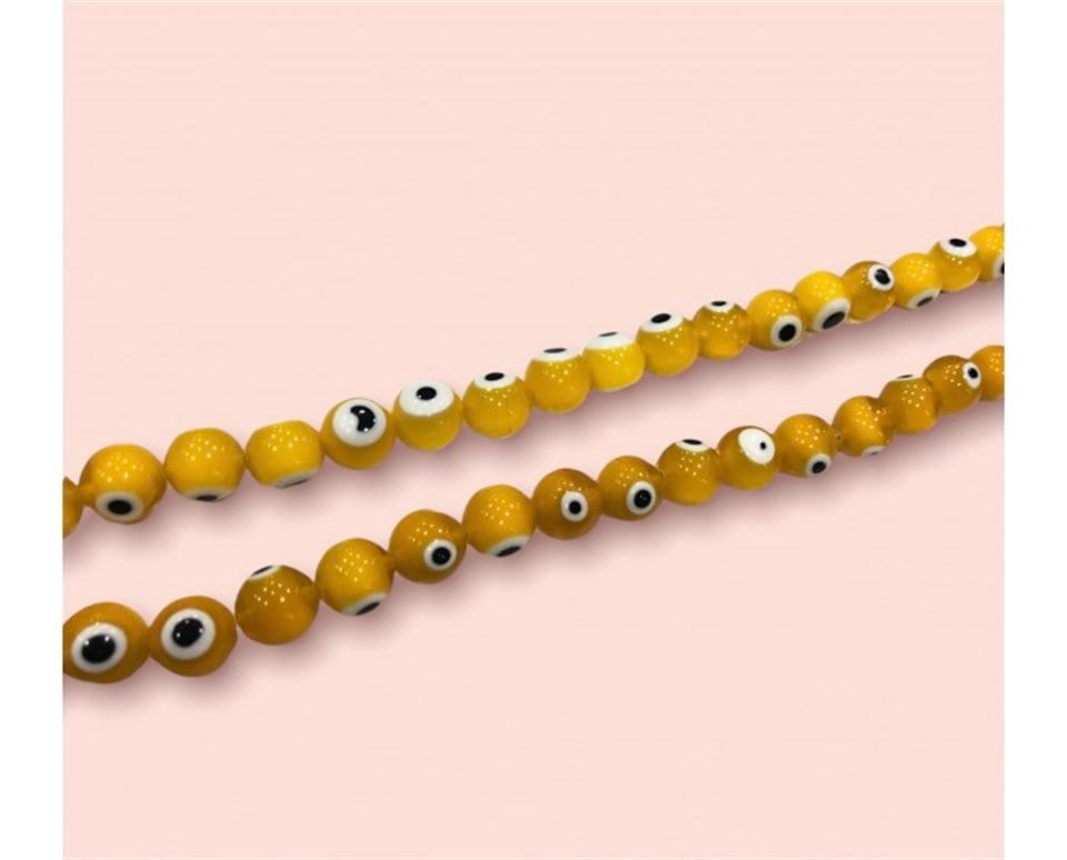 Düzenli Sarı Dizi Nazar Boncuk Model 12 MM