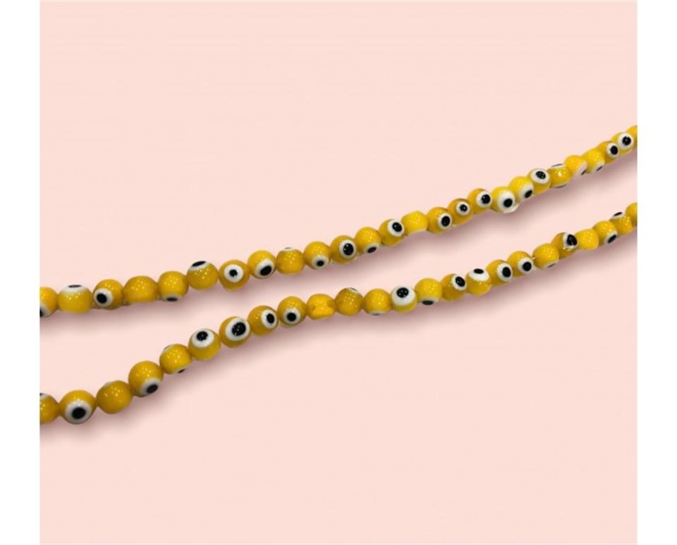 Düzenli Sarı Dizi Nazar Boncuk Model 8 MM