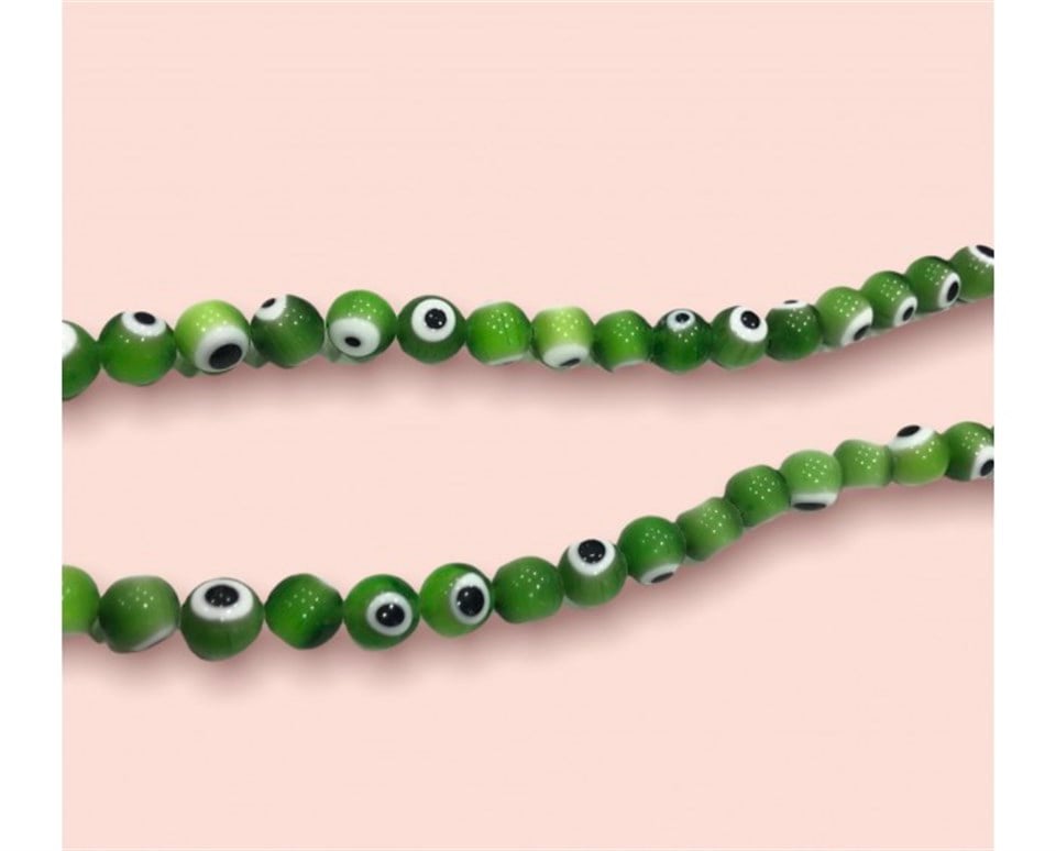 Düzenli Yeşil Dizi Nazar Boncuk Model 10 MM