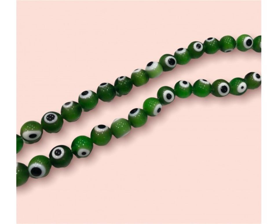 Düzenli Yeşil Dizi Nazar Boncuk Model 12 MM