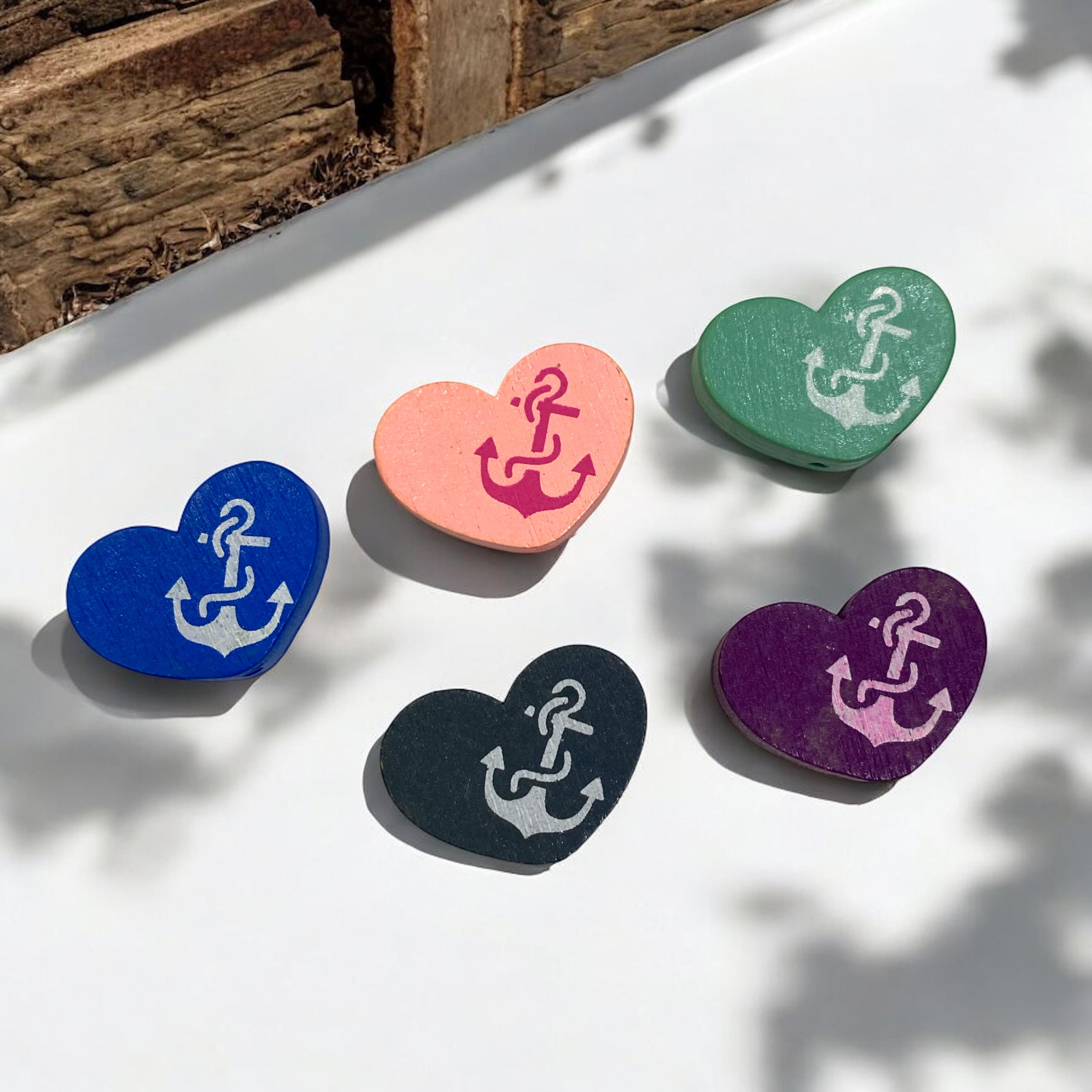 Emzik Askı Arası Renkli Kalp Çapa