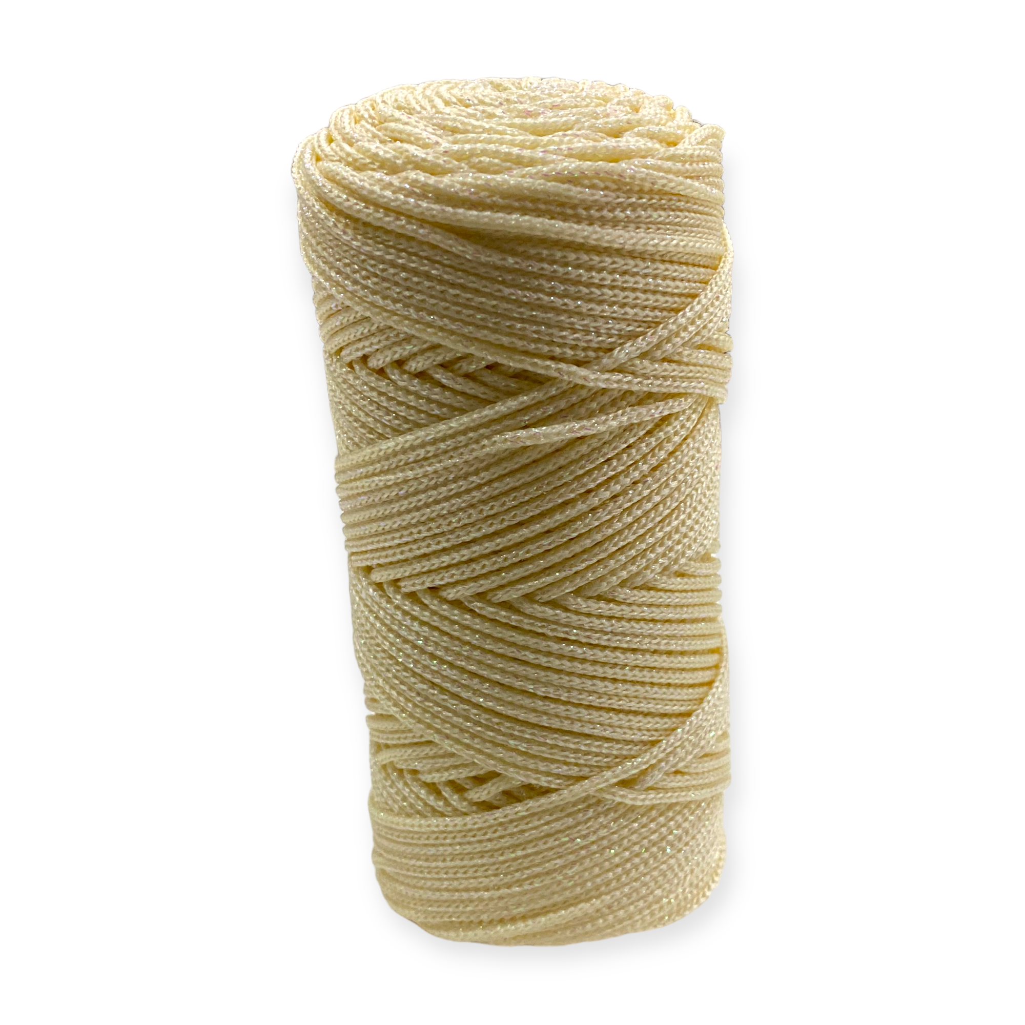 Fold Yarn, Simli Makrome İpi Krem