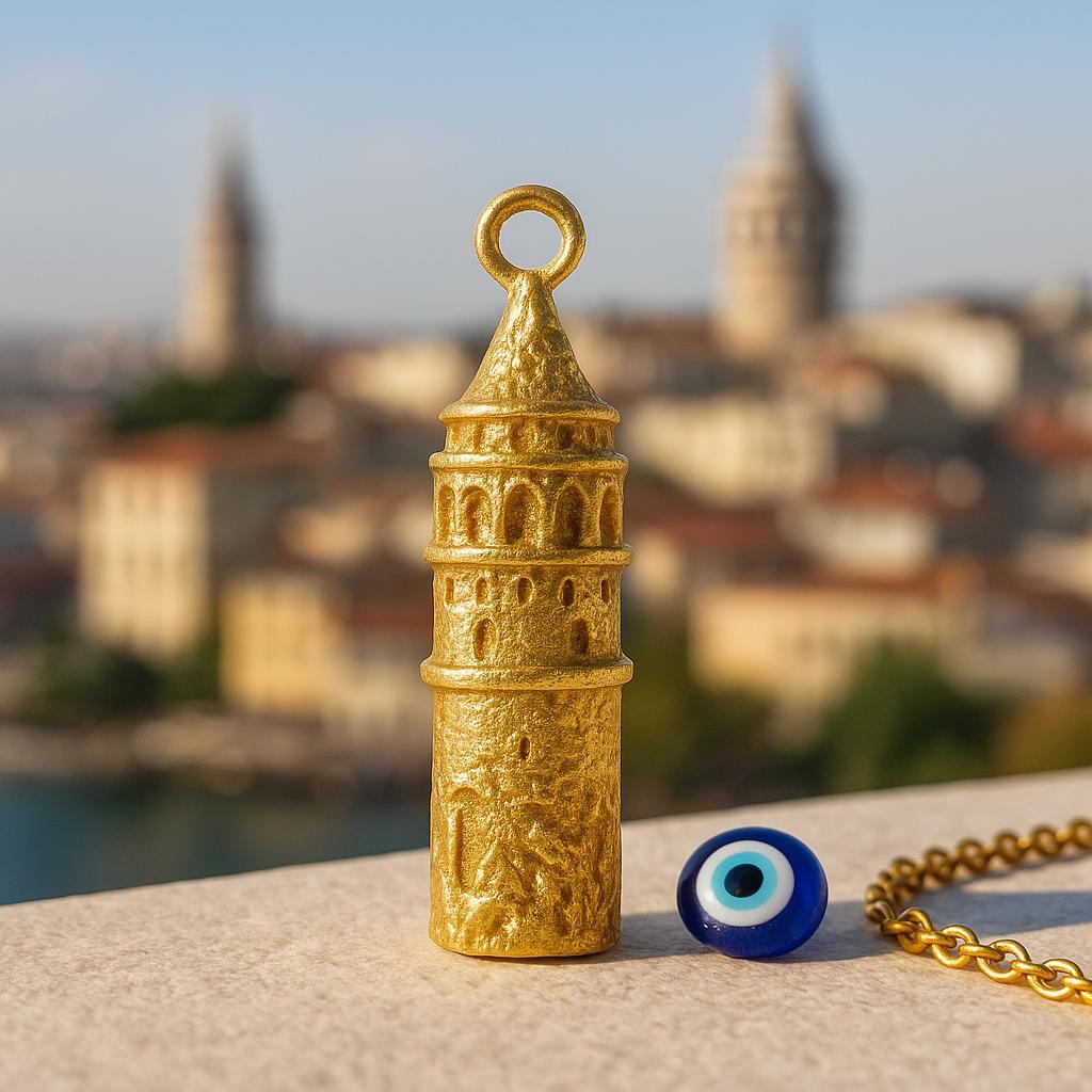 Galata Kulesi Kararmaz Altın Kulplu Model
