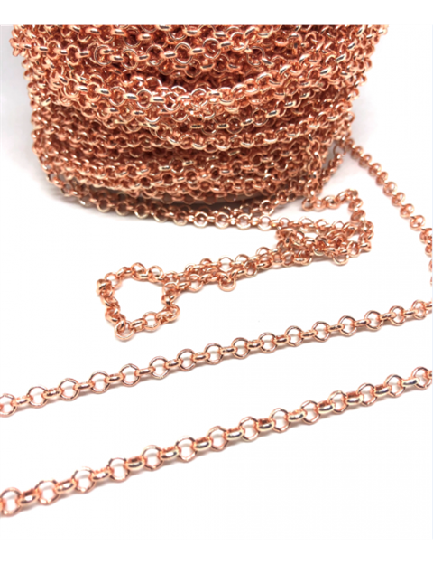 Geniş halka Rose gold zincir / 1 METRE