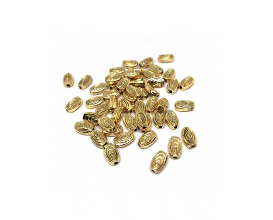 Gold Lak Kaplama Oval Çizgili Model - 2 Adet