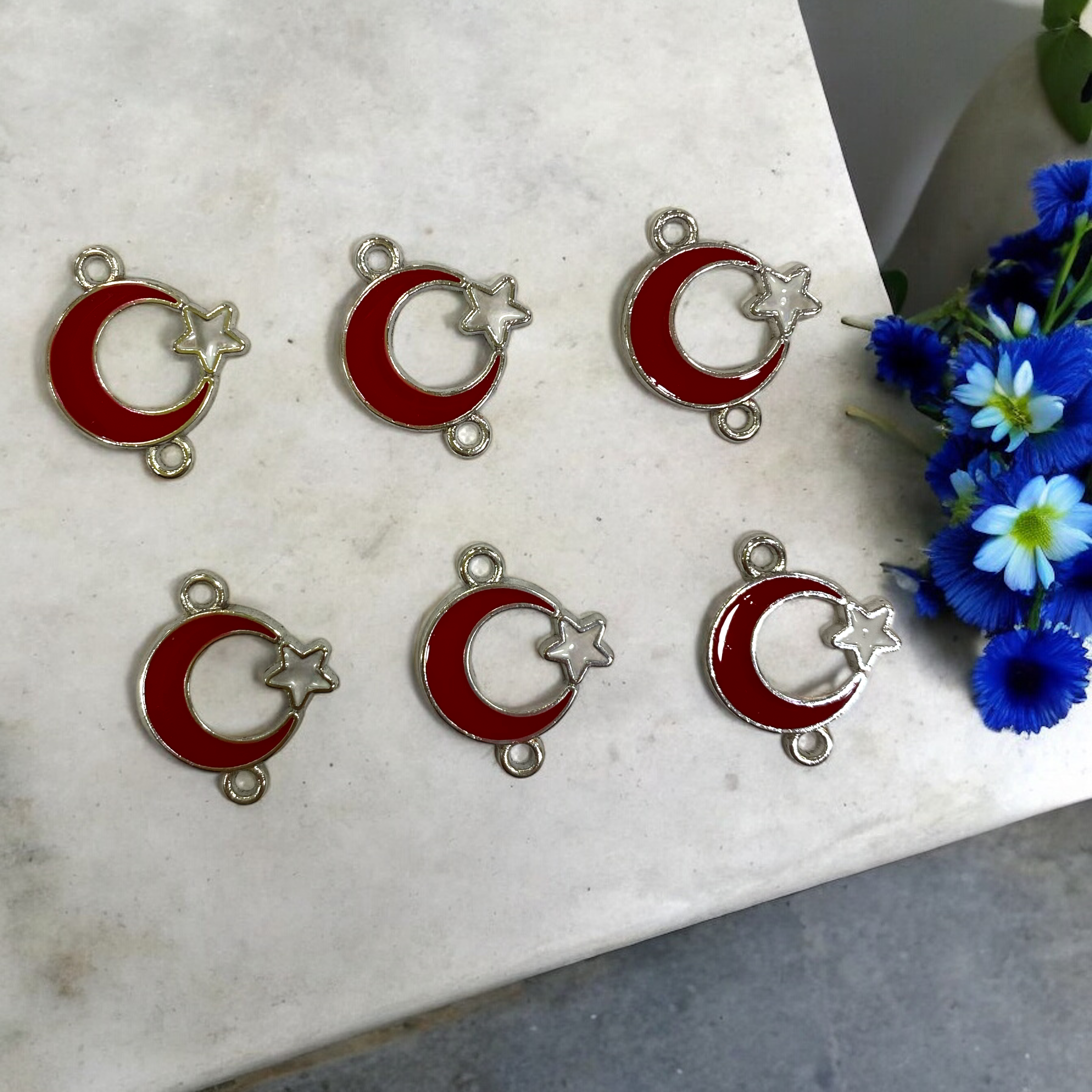 Gümüş Ay Yıldız Çift Kulplu