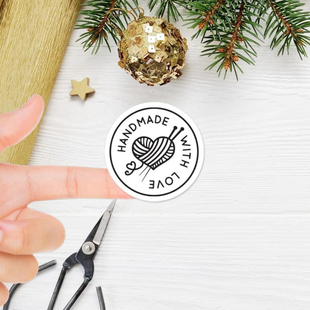 Hand Made With Love Sticker / Etiket - 9 Adet