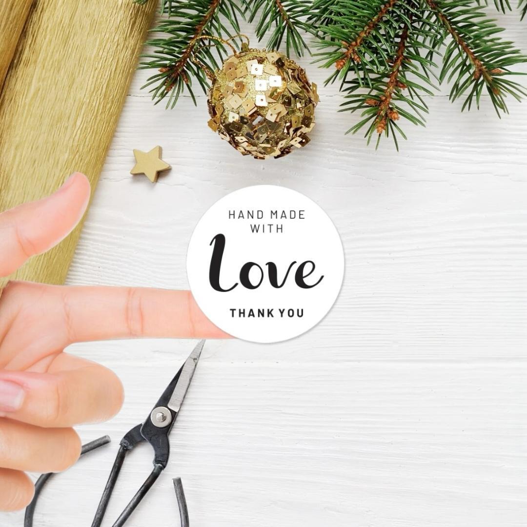 Hand Made With Love Sticker / Etiket - 9 Adet