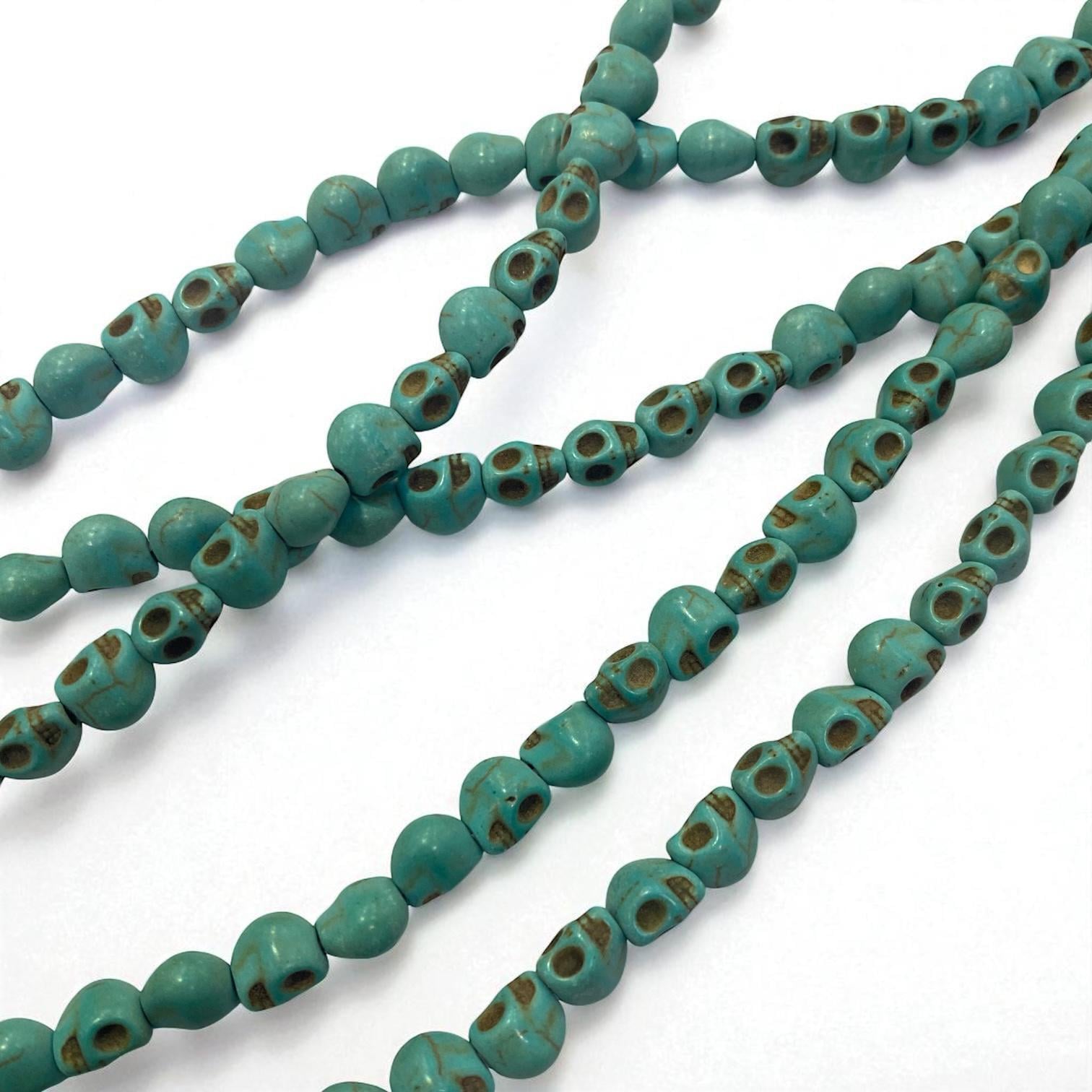Havlit (Howlite) Kafatası Dizi Doğal Taş 8 MM Turkuaz