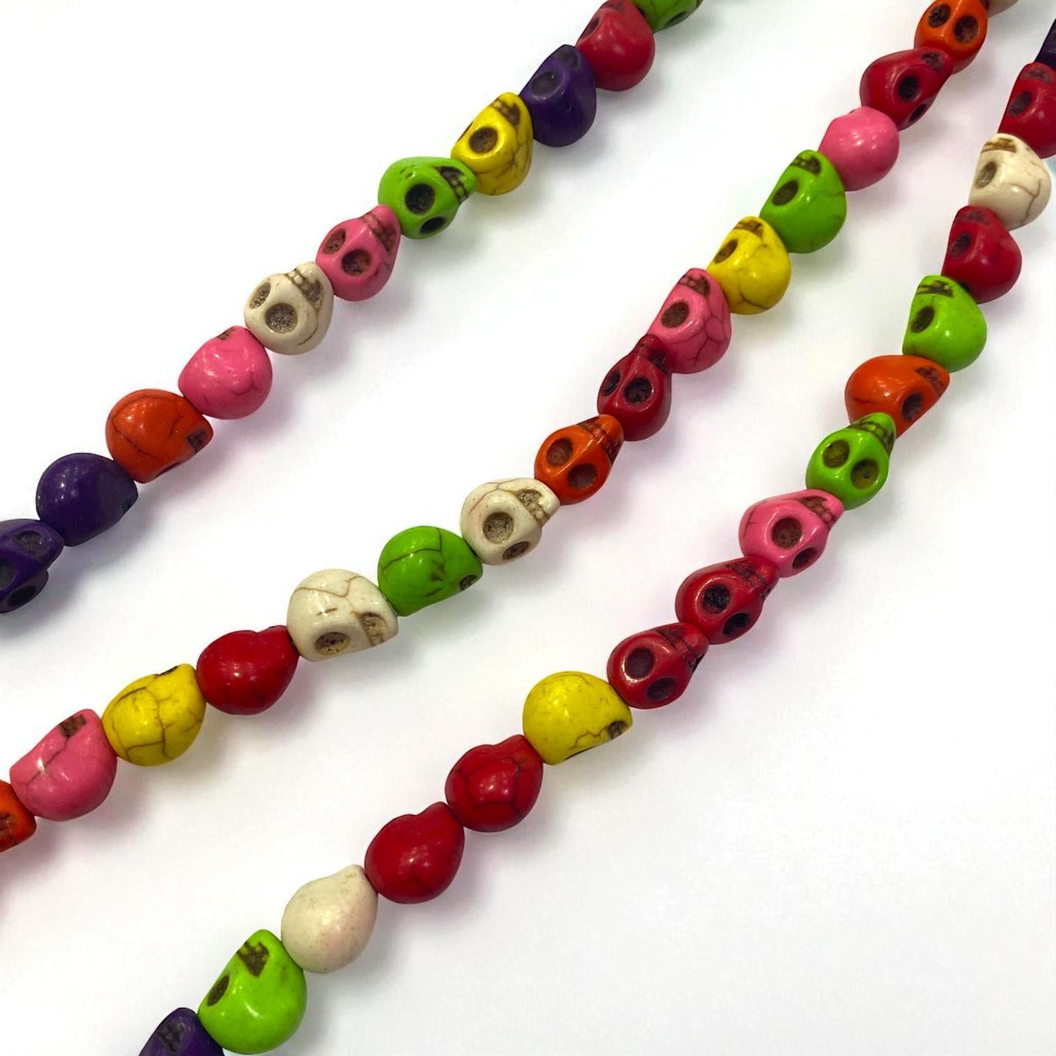 Havlit (Howlite) Kafatası Dizi Doğal Taş 8 MM Karışık Renkli