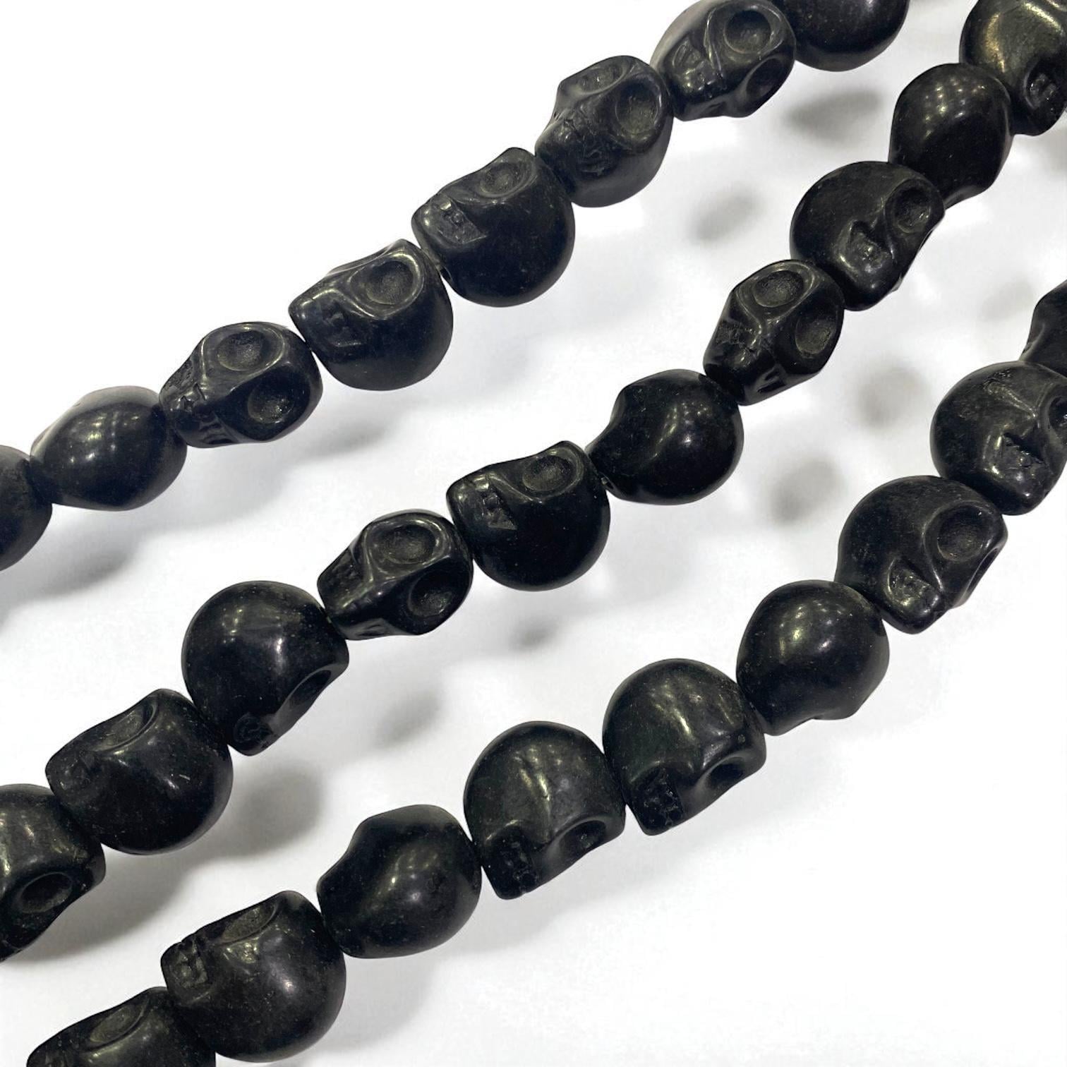 Havlit (Howlite) Kafatası Dizi Doğal Taş 12 MM Siyah