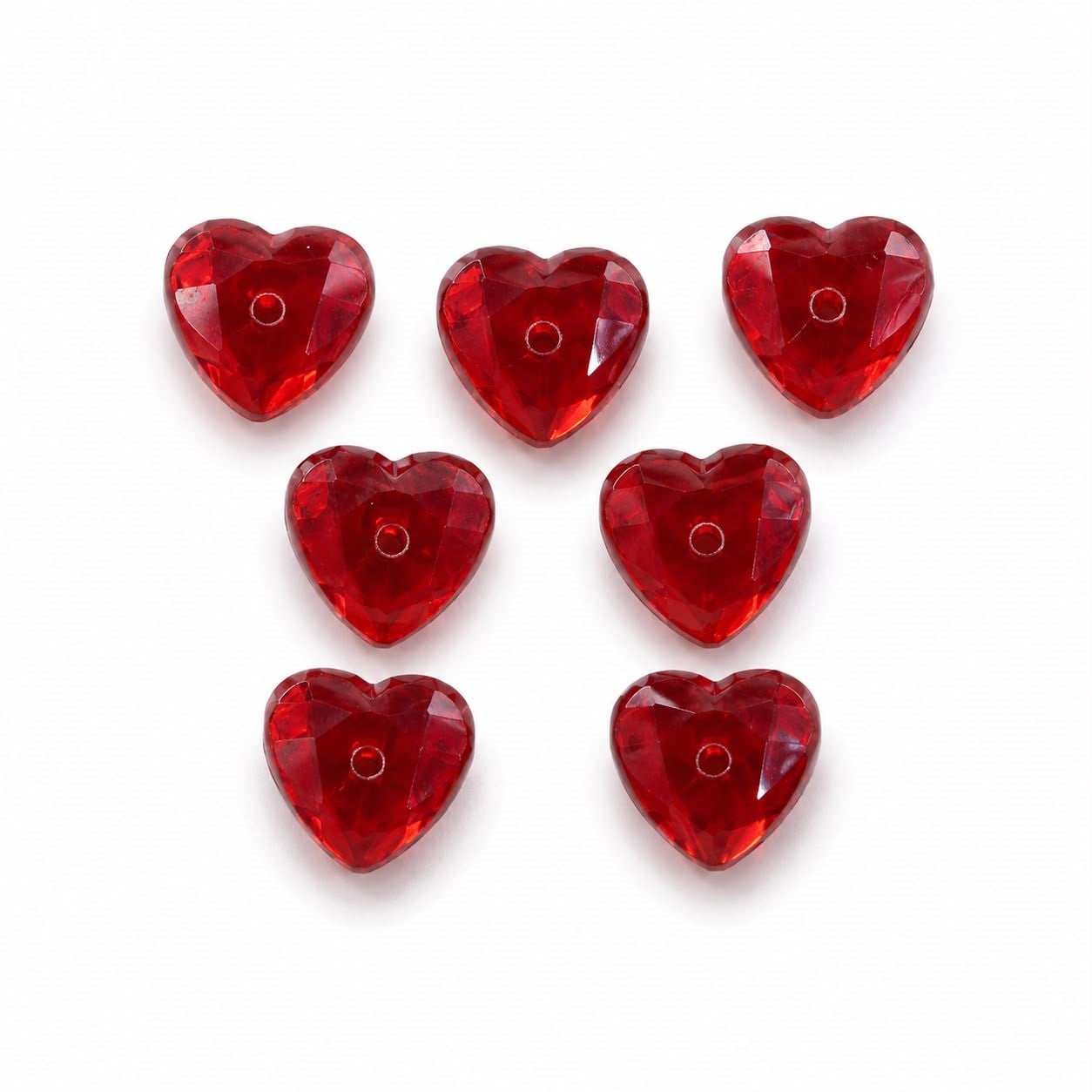 Kızıl Yakut Kalpler Ortası Delik 5 GR. Paket