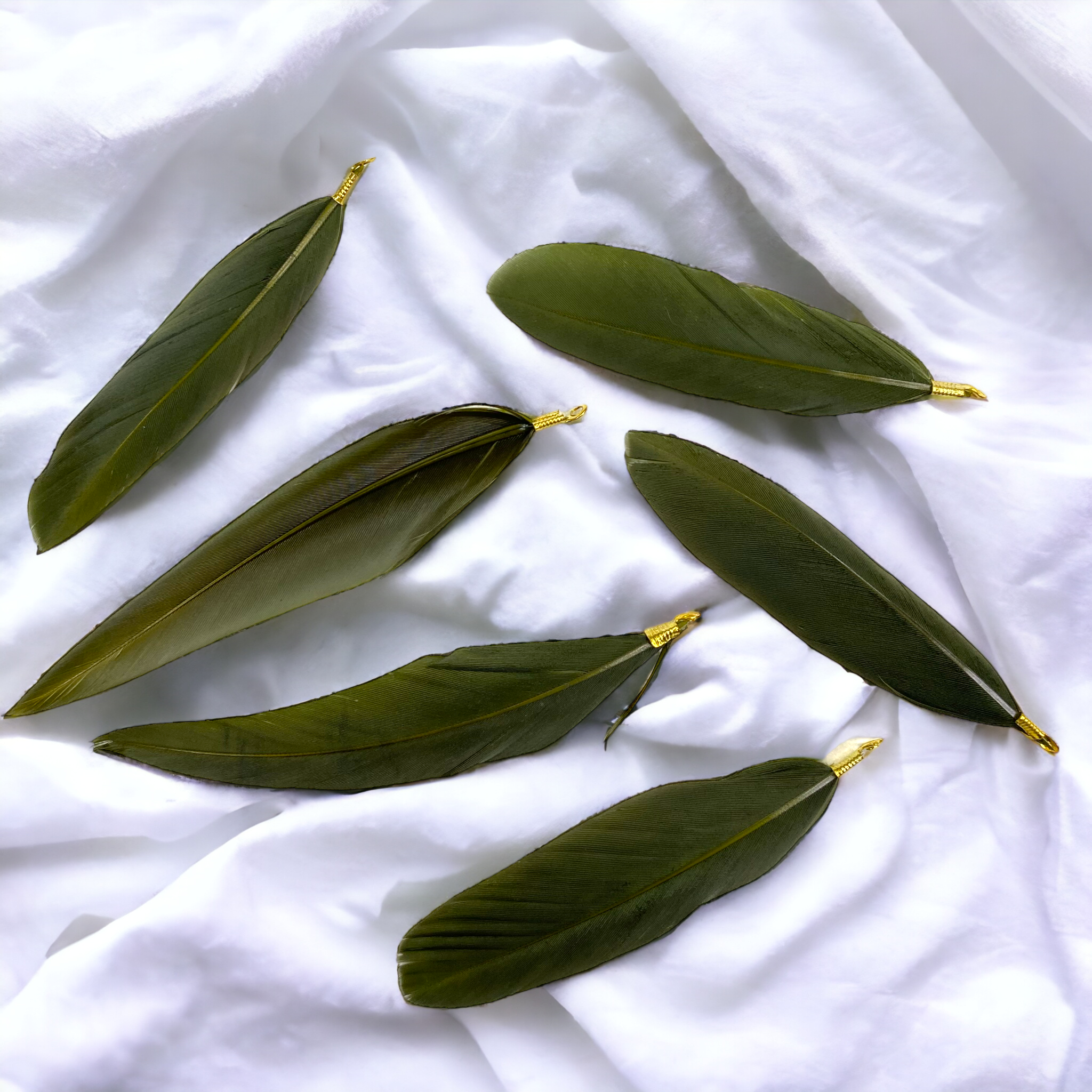 Klipsli Hazır Kuş Tüyü, Zeytin Yeşili